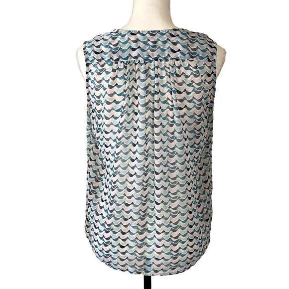 Cabi | Bird Pattern Sleeveless Sheer Blouse | Green | Size: Small - Picture 2 of 7